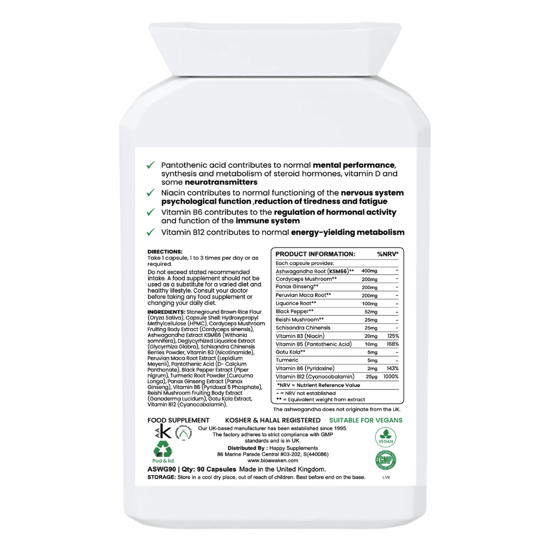 BioAwaken Ashwagandha With Ginseng Herbal Combo  - 90 Caps
