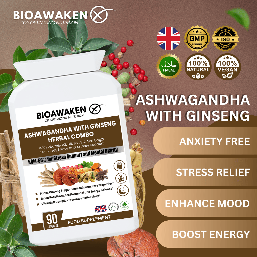BioAwaken Ashwagandha With Ginseng Herbal Combo  - 90 Caps