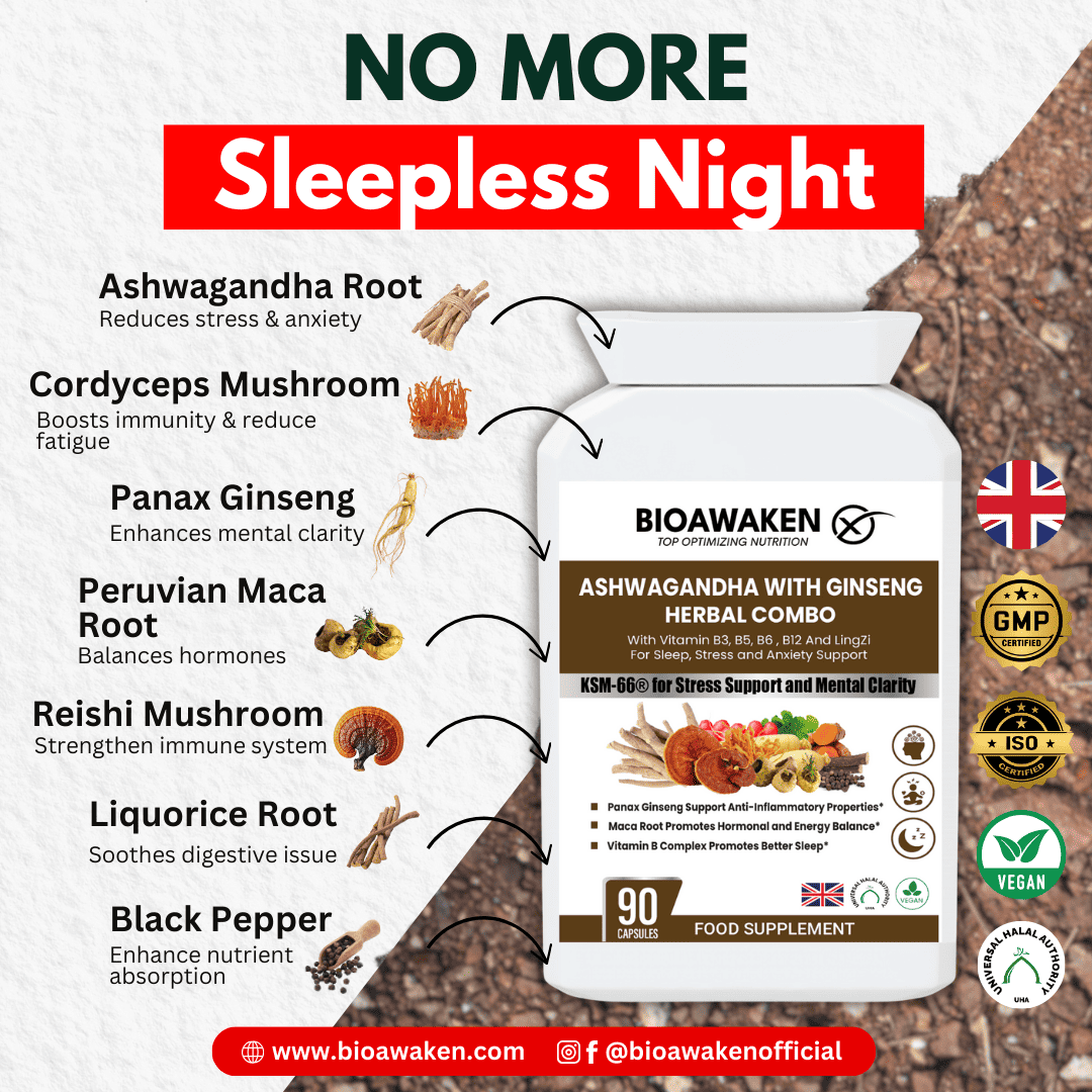BioAwaken Ashwagandha With Ginseng Herbal Combo  - 90 Caps