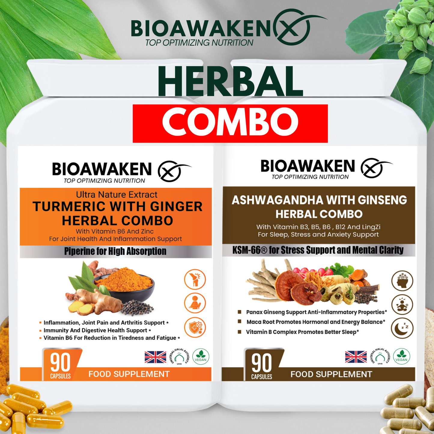BioAwaken Turmeric with Ginger Herbal Combo