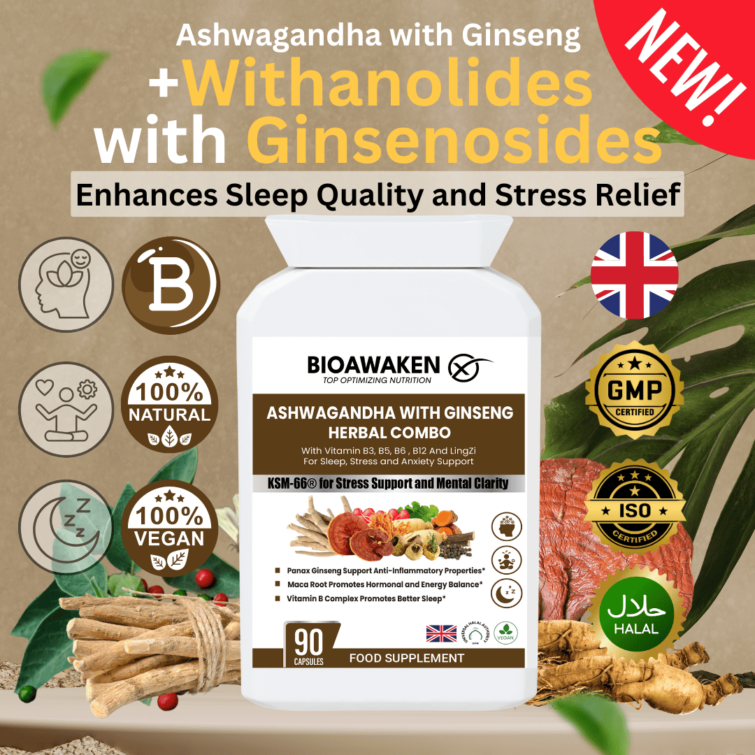 BioAwaken Ashwagandha With Ginseng Herbal Combo  - 90 Caps